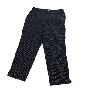 Elaine Rose Navy White Patterned Capri Pants 14W Stretch Business Casual Classic